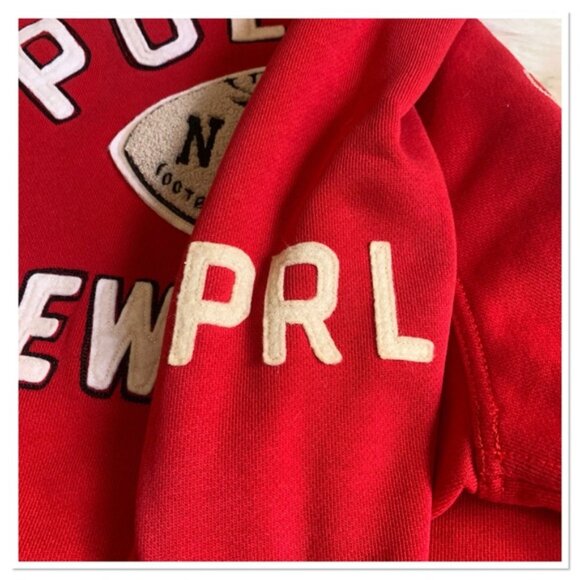 Polo Ralph Lauren Varsity Jacket Indian Chief New York Red Cream Size Large - Picture 13 of 16
